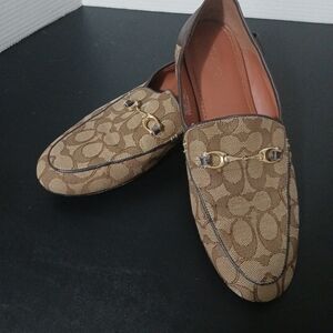 Coach Signature Canvas Hayley Loafers in Tan/Brown 10B